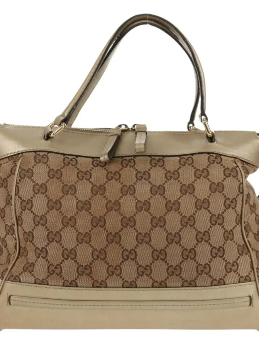 GUCCI GG Canvas Hand Bag 2way Beige Gold 269894 Auth 158077 - Picture 3 of 16